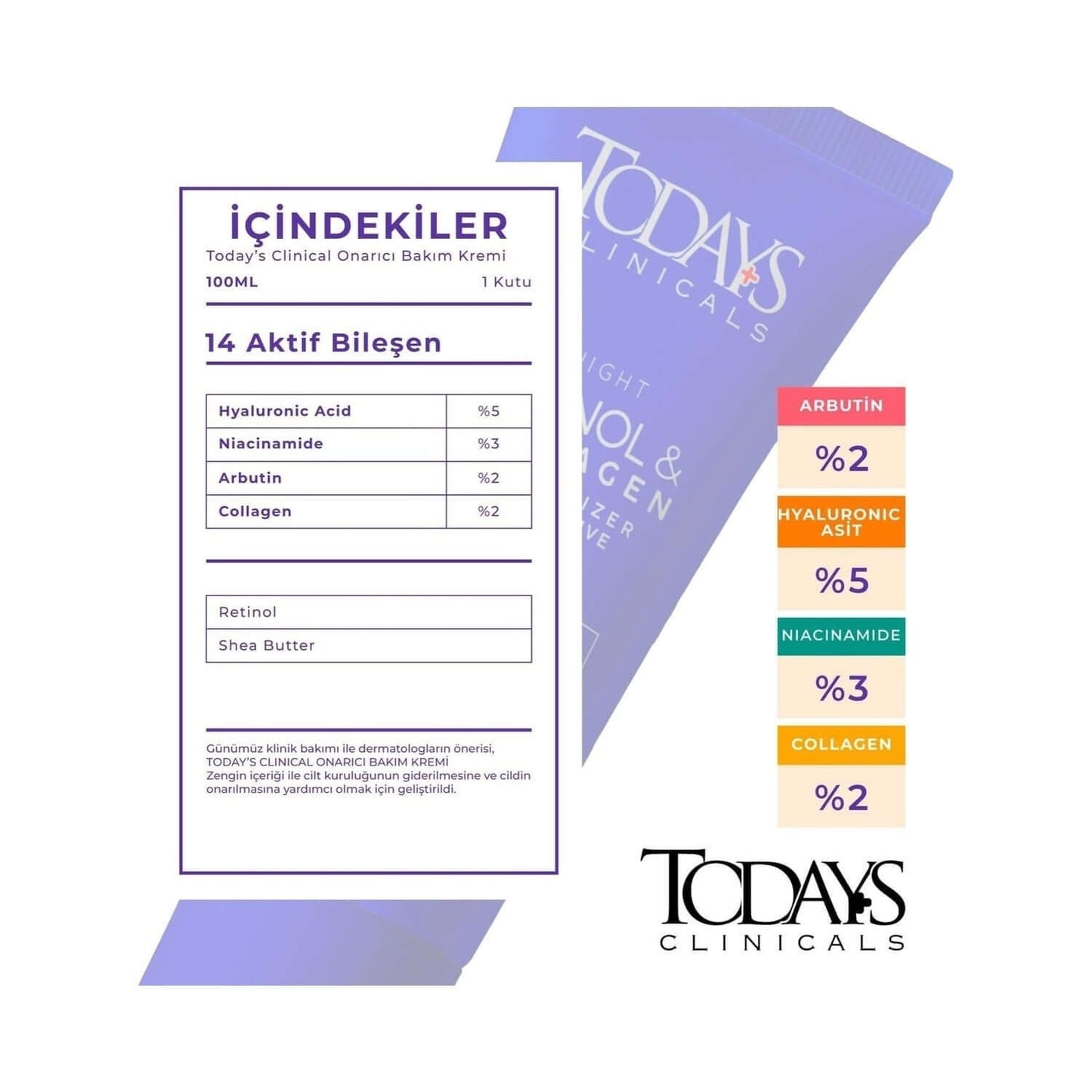 Repair Cream - Retinol Shea Butter Hyaluronic Acid 5% Collagen 2% Arbutin 2%