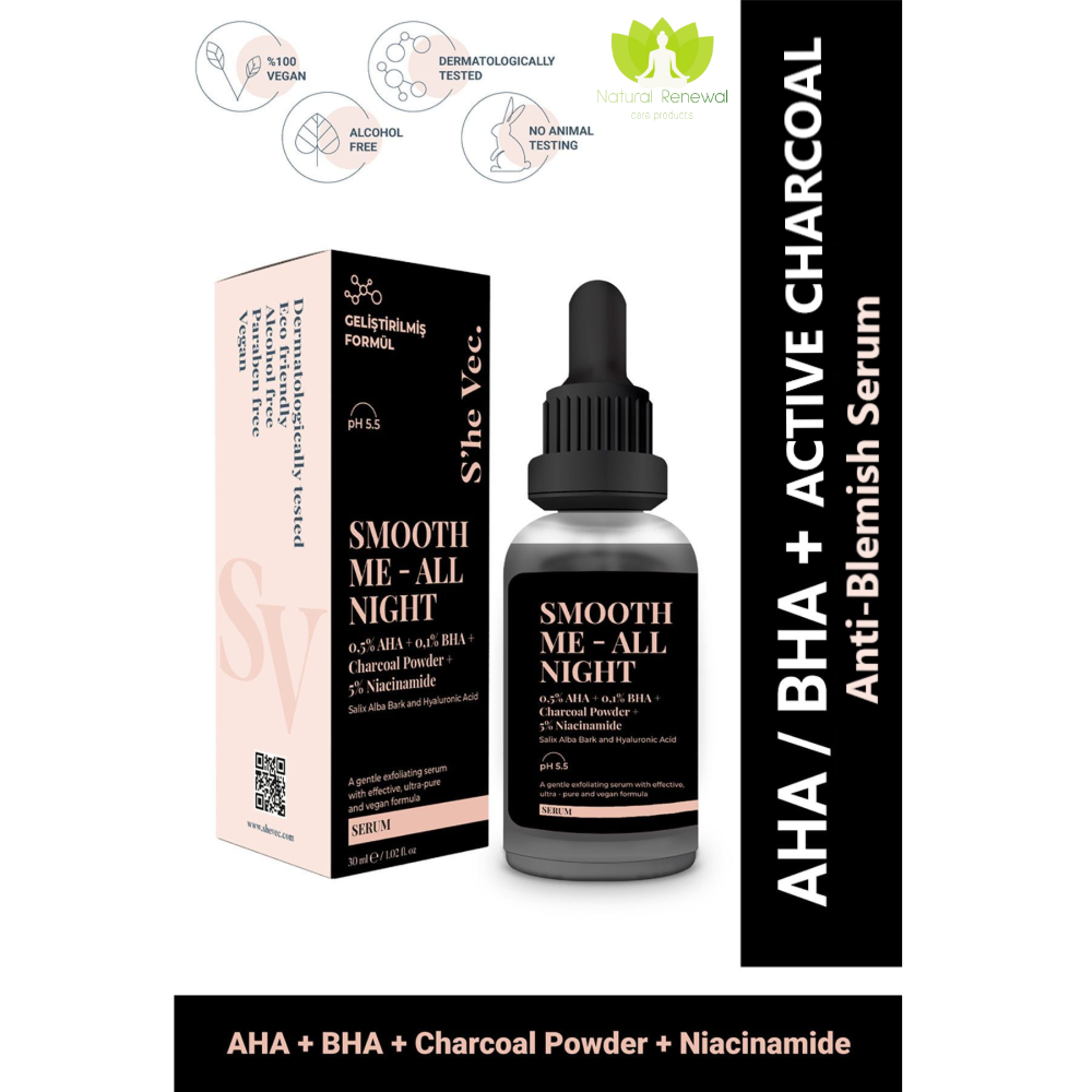 Anti-Blemish Serum with Activated Charcoal, AHA BHA, and 5% Niacinamide