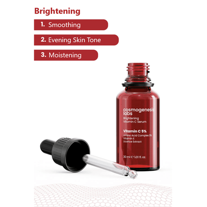 Cosmogenesis Brightening Vitamin C Skin Serum 30ml Vegan Smoothing Fine Line Reducer (5% VITAMIN C)