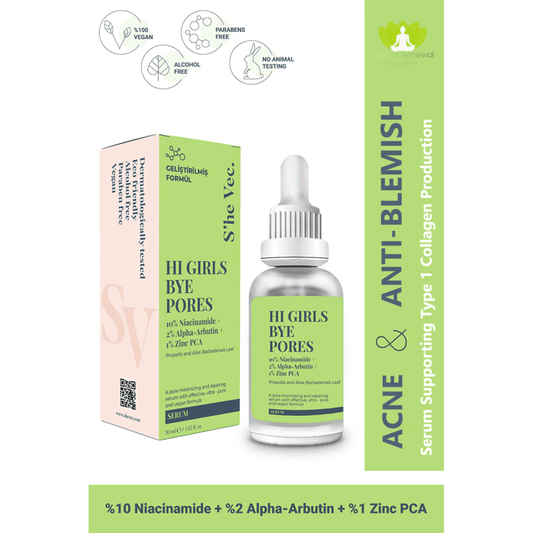 SHE VEC - HI GIRLS BYE PORES - Acne and Anti-Blemish Arbutin Niacinamide Serum (30 ml)